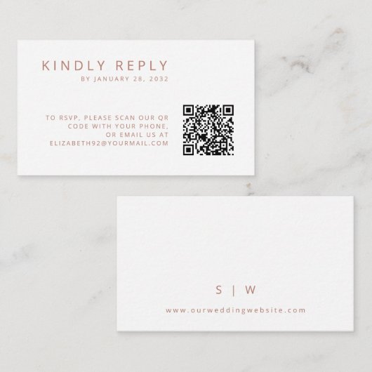 Minimalistische einfache alte Rose QR Code UAWG Begleitkarte (Vorne/Hinten)