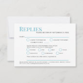 Minimalistische einfache Aqua-Tintenfeier RSVP Karte (Rückseite)