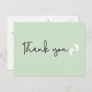 Minimalistische, einfache Babydusche Danke Green Postkarte