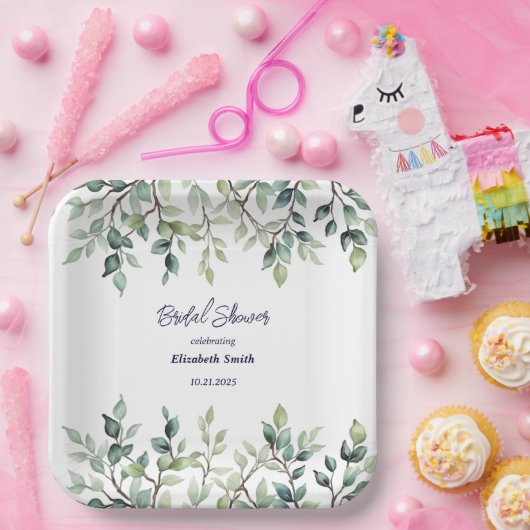 Minimalistische einfache Blätter verzweigen Brautp Pappteller (Party)