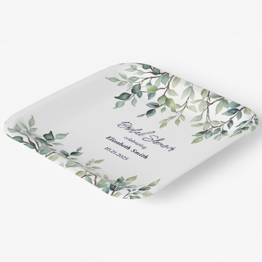 Minimalistische einfache Blätter verzweigen Brautp Pappteller (Gewinkelt)