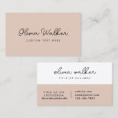 Minimalistische Einfache Boho Beige Moderne Mädche Visitenkarte (Vorne/Hinten)