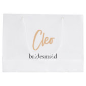 Minimalistische, einfache Bridesmaid personlisiert Große Geschenktüte (Rückseite)