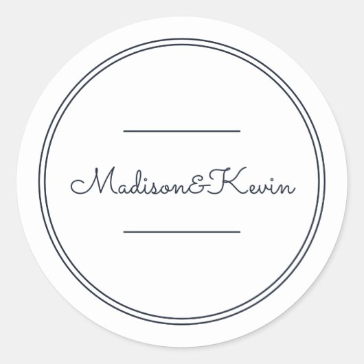 Minimalistische einfache Cursive Script-Hochzeit Runder Aufkleber (Vorderseite)