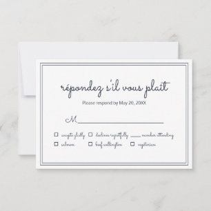 Minimalistische einfache Cursive Script Wedding RS RSVP Karte