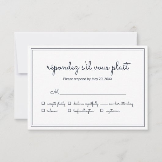 Minimalistische einfache Cursive Script Wedding RS RSVP Karte (Vorderseite)