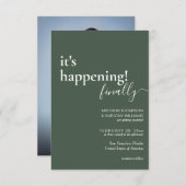 Minimalistische Einfache Dunkelgrüne Foto Hochzeit Einladung (Vorne/Hinten)