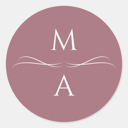 Minimalistische Einfache Dusty-Rose-Initialen Runder Aufkleber (Vorderseite)