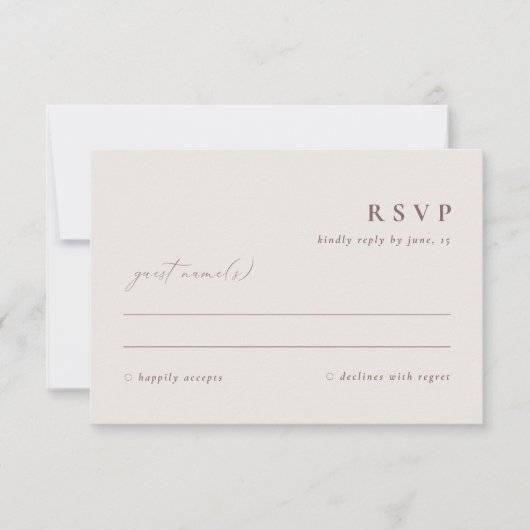 Minimalistische einfache Elegant Elfenbeinbeige RS RSVP Karte (Vorderseite)