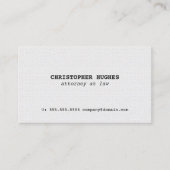 Minimalistische einfache Elegant Texture White Att Visitenkarte (Vorderseite)