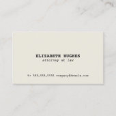 Minimalistische einfache Elegante Alte Weiße Anwäl Visitenkarte (Vorderseite)