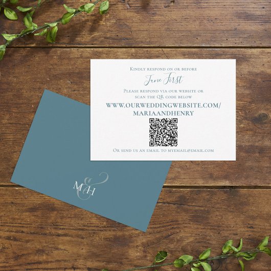 Minimalistische einfache, elegante Blue QR-Codeant RSVP Karte