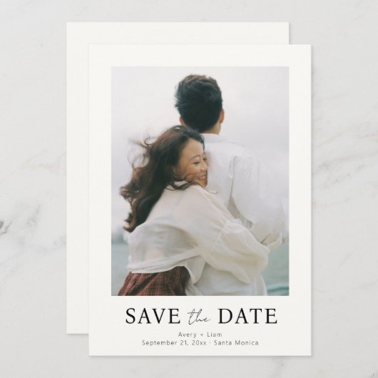 Minimalistische, einfache, elegante Foto- und Text Save The Date (Vorne/Hinten)