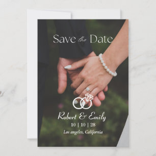 Minimalistische einfache elegante Fotohochzeit  Save The Date