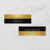 Minimalistische Einfache elegante Gold-Black-Visit Mini Visitenkarte (Vorne/Hinten)