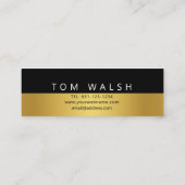 Minimalistische Einfache elegante Gold-Black-Visit Mini Visitenkarte (Rückseite)