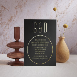 Minimalistische Einfache Elegante Schwarze Hochzei Folieneinladung