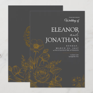 Minimalistische einfache florale elegante Hochzeit Einladung