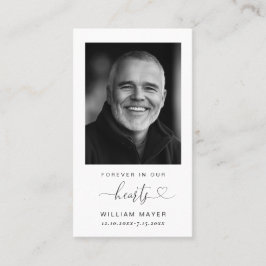 Minimalistische Einfache Foto Beerdigungskarte Visitenkarte
