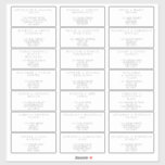 Minimalistische Einfache Gästetiketten Aufkleber<br><div class="desc">Für ein 14"x14" Blatt beträgt jeder Aufkleber etwa 2"x4.6". Für ein 8"x8" Blatt beträgt jeder Aufkleber etwa 1"x2.6". Bitte beachten Sie, dass die Größe des Schriftartes ebenfalls entsprechend abnimmt. Minimalistisch Simple Guest Address Labels - ein Set von eleganten und stilvollen Adressetiketten, die für den Versand von Einladungen oder personalisierenden Mailings...</div>