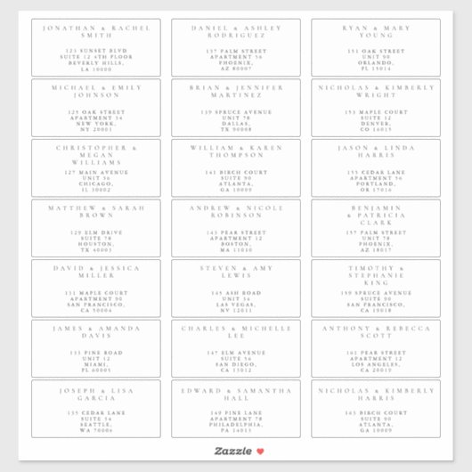 Minimalistische Einfache Gästetiketten Aufkleber (Blatt)