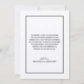 Minimalistische Einfache Gold Black & White Hochze Dankeskarte (Rückseite)