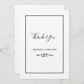 Minimalistische Einfache Gold Black & White Hochze Dankeskarte (Vorne/Hinten)