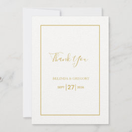 Minimalistische Einfache Gold Black & White Hochze Dankeskarte