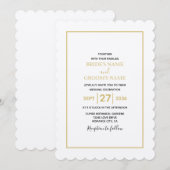 Minimalistische Einfache Gold Black & White Hochze Einladung (Vorne/Hinten)