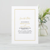 Minimalistische Einfache Gold Black & White Hochze Save The Date (Stehend Vorderseite)