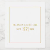 Minimalistische Einfache Gold Black & White Hochze Weinetikett (Einzelnes Label)