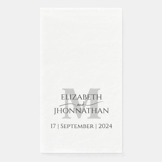 Minimalistische Einfache graue Monogrammbezeichnun Serviette (Vorderseite)