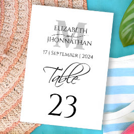 Minimalistische Einfache graue Monogrammbezeichnun Tischnummer