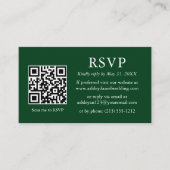 Minimalistische einfache grüne QR-Hochzeit RSVP Begleitkarte (Vorderseite)