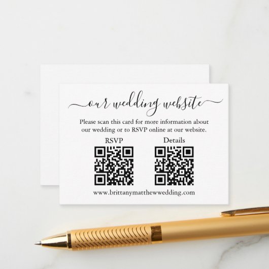 Minimalistische Einfache Hochzeit 2 QR UAWG Detail Begleitkarte (Vorderseite/Rückseite Beispiel)