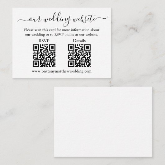 Minimalistische Einfache Hochzeit 2 QR UAWG Detail Begleitkarte (Vorne/Hinten)