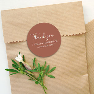 Minimalistische einfache Hochzeit Danke Terracotta Runder Aufkleber