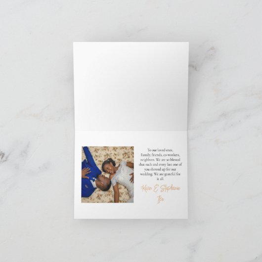 Minimalistische einfache Hochzeit geklappt Vielen  Dankeskarte (Innenseite)