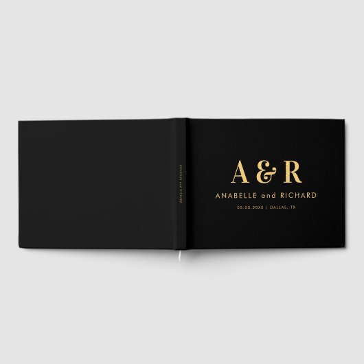 Minimalistische Einfache Hochzeit in Schwarz und G Gästebuch (Voll)