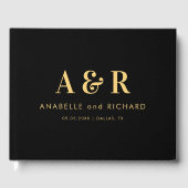 Minimalistische Einfache Hochzeit in Schwarz und G Gästebuch (Vorderseite)