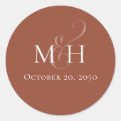 Minimalistische Einfache Hochzeit Monogram Terraco Runder Aufkleber (Vorderseite)