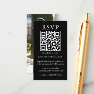 Minimalistische einfache Hochzeit QR Foto Black UA Begleitkarte