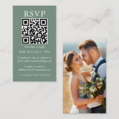 Minimalistische einfache Hochzeit QR Foto Sage Gre Begleitkarte (Vorne/Hinten)