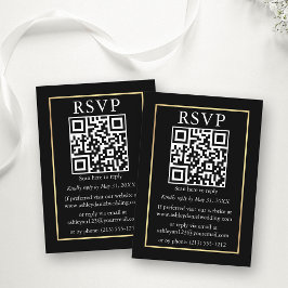 Minimalistische einfache Hochzeit QR Gold Black UA Begleitkarte