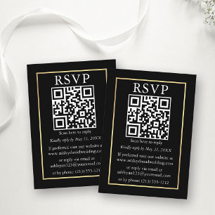 Minimalistische einfache Hochzeit QR Gold Black UA Begleitkarte