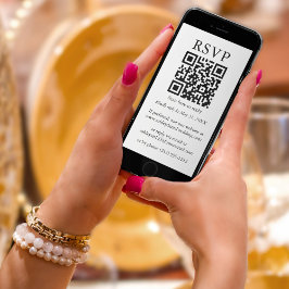 Minimalistische einfache Hochzeit QR UAWG Black an Karte