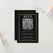 Minimalistische einfache Hochzeit QR UAWG Black an Karte (Vorderseite/Rückseite Beispiel)