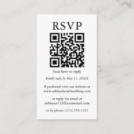 Minimalistische einfache Hochzeit QR UAWG Black St Begleitkarte