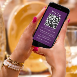 Minimalistische einfache Hochzeit QR UAWG Lila Karte