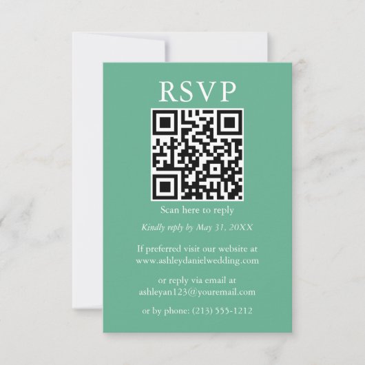 Minimalistische einfache Hochzeit QR UAWG Mint Gre Karte (Vorderseite)